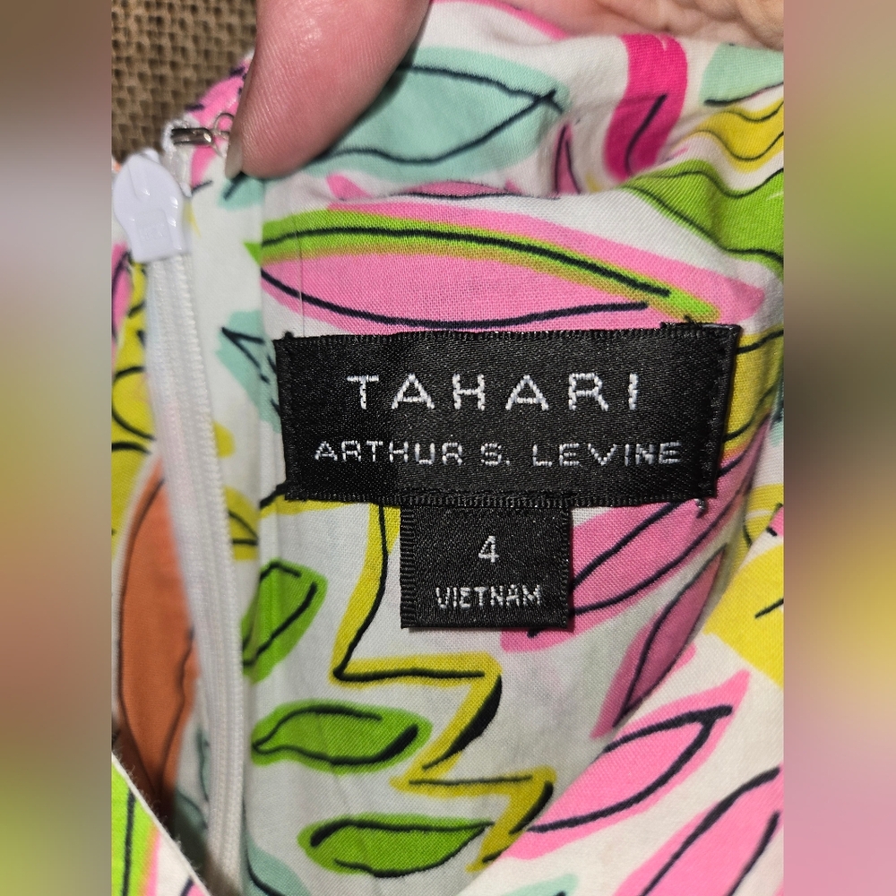 Women's Tahari Arthur S Levine Vibrant Multicolor Pleated Skirt Dress Size 4 - Picture 4 of 14